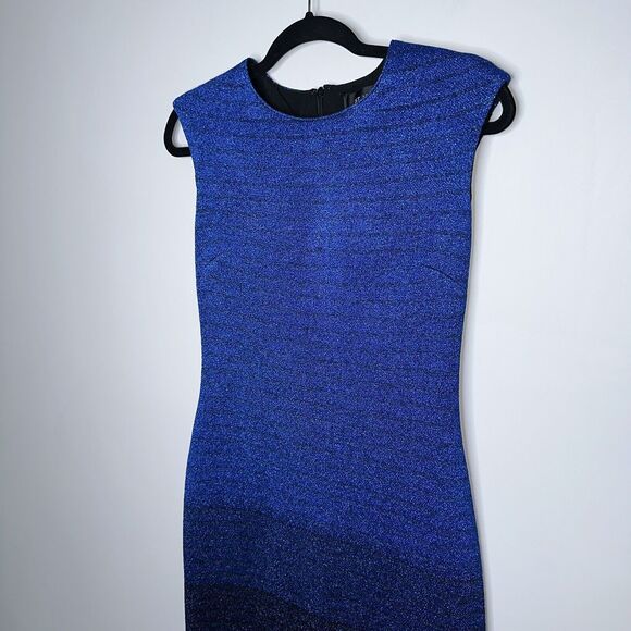 St. John Women’s Sparkle Knit Sheath Dress stretchy Blue Size 4 - Picture 2 of 5
